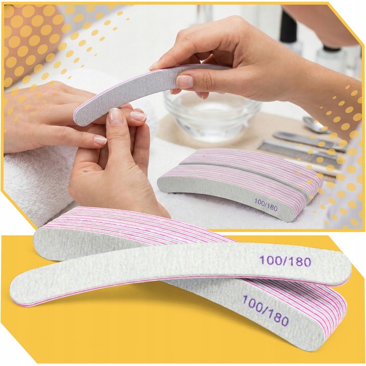 Pilnik do paznokci manicure pedicure polerka BANAN PREMIUM 100/180 - 10 szt Materiał papierowy